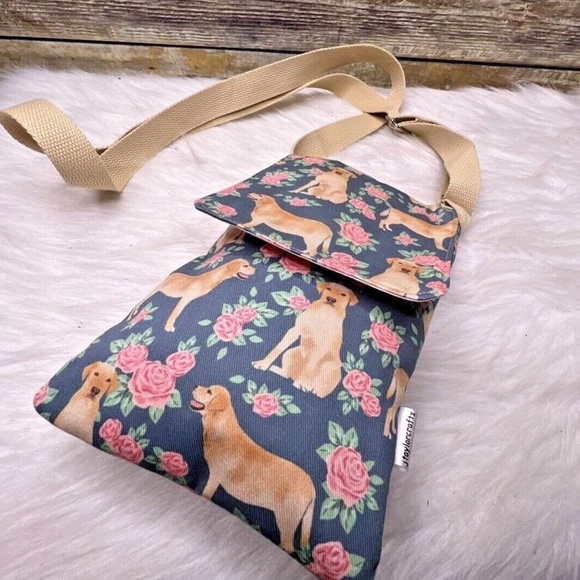 Jtaylorcrafts Floral Roses Dog Print Small Cotton Purse Shoulder Bag Crossbody - Picture 7 of 12